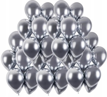 BALONY chromowane shiny SREBRNE 50szt GLOSSY sylwester urodziny wesele ślub