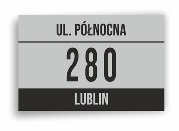 NUMER DOMU 32x21cm TABLICZKA ADRESOWA Z NUMEREM DOMU NUMER NA DOM SREBRNA
