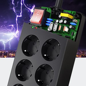 АНТИПЕРЕНАПРЯЖЕНИЕ 14в1 4000 Вт! ЗАЩИТНЫЕ 10 РАЗЪЕМОВ + 4 USB
