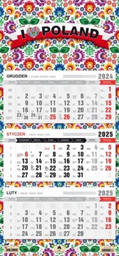 Kalendarz ścienny TRÓJDZIELNY 2025 KAWA Z OKIENKIEM