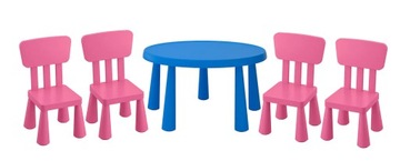 IKEA MAMMUT Stolik 85 cm + 4 krzesełka dla dzieci