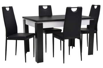 Zestaw stół rozkładany 80x120/160+4 krzesła CZARNE
