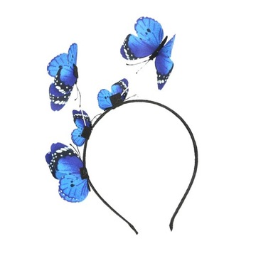 Czeska tkanina w kształcie motyla opaska do włosów opaska na głowę impreza balowa girlanda w kształcie obręczy niebieska
