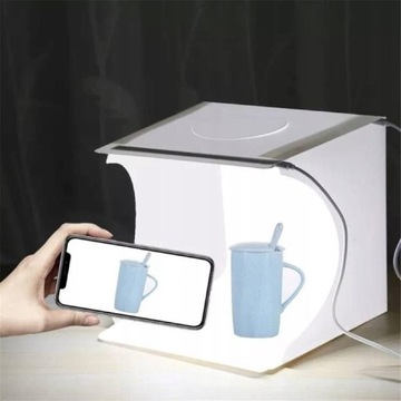 NAMIOT BEZCIENIOWY 20CM STUDIO DO FOTOGRAFII ZDJĘĆ LAMPY LED 6X TŁO PULUZ