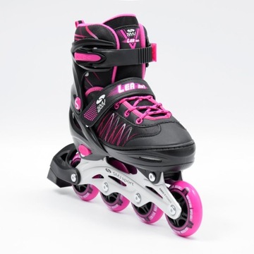 Регулируемые роликовые коньки 2 в 1. SMJ sport LEA размеры 30-33 розовый
