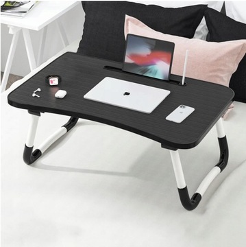 Черный стол для ноутбука, складной маленький стол