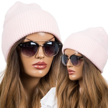 BEANIE Czapka Damska WEŁNIANA Elegancka PREMIUM