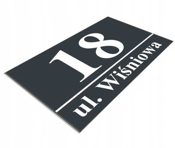 БОЛЬШАЯ АДРЕСНАЯ ТАБЛИЧКА ИЗ НЕРЖАВЕЮЩЕЙ АНТРАЦИТА С НОМЕРОМ ДОМА | 40х30 см