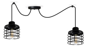 PAJĄK LAMPA WISZĄCA CZARNA DRUCIANY KLOSZ