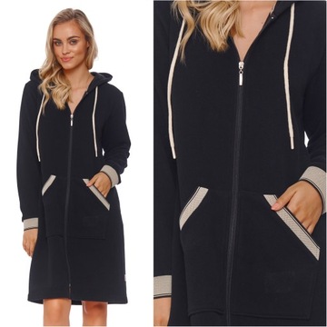 Szlafrok damski z kapturem DOCTOR NAP 4508 black M