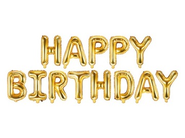 Balony foliowe napis Happy Birthday 340x35cm złote