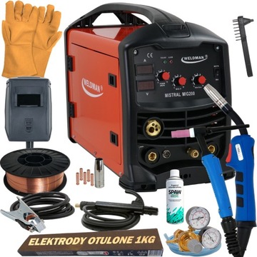 Spawarka migomat 3w1 MIG 200A TIG MMA FLUX zestaw