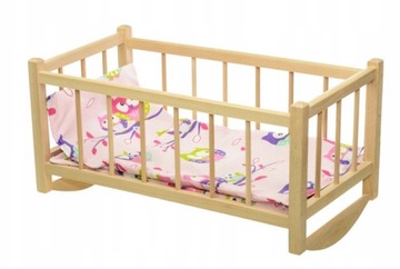 Деревянная КРОВАТЬ - колыбелька для куклы + ПОСТЕЛЬНОЕ ПРИНАДЛЕЖЕНИЕ