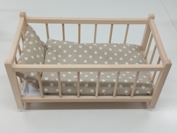 ŁÓŻECZKO DREWNIANE DLA LALEK LALKI + POŚCIEL 3 EL