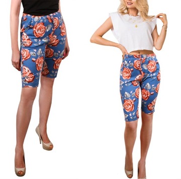 RYBACZKI spodenki flowers DUŻE niebies 8226 48 4XL