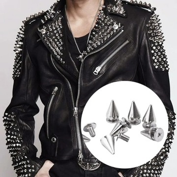 200/10 шт. серебряные конические шипы, металлические шпильки с завинчивающейся головкой, сделай сам, ручная работа в стиле панк