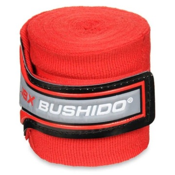 ЭЛАСТИЧНЫЕ БОКСЕРСКИЕ БАНДАЖИ, БИНТЫ 4 М, КРАСНЫЕ Bushido