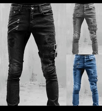 Spodnie Jeans Męskie Rozciągliwe Klasyczne ZWĘŻANE