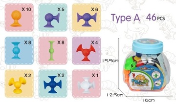 KOLOROWE KLOCKI PRZYSSAWKI Konstrukcyjne Silikon