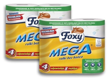 Papier toaletowy 3-warstwowy FOXY MEGA 4 rolki x2