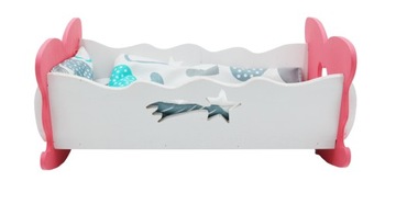 МАЛЕНЬКАЯ ЛЮБЕЛЬКА ДЛЯ КУКЛ, ПАСТЕЛЬ, ИЗ НАТУРАЛЬНОГО ПОЛЬСКОГО ДЕРЕВА, розово-серый