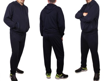 DRES MĘSKI DRESY kaptur SPODNIE bluza granat 911 M