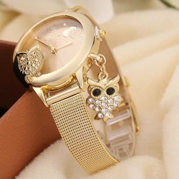 Zegarek zegar na rękę złoty sowa z sową 264