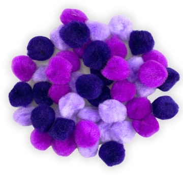 POMPONY KOLOROWE FIOLETOWE POMPONIKI 45 SZT 1,5CM