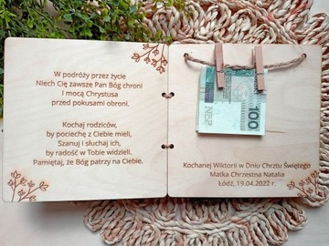 Pamiątka Chrztu Świętego Prezent na Chrzest kartka