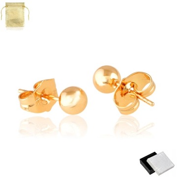 ZŁOTE DAMSKIE KOLCZYKI KULKI KULECZKI 5MM SZTYFTY STAL CHIRURGICZNA PREZENT