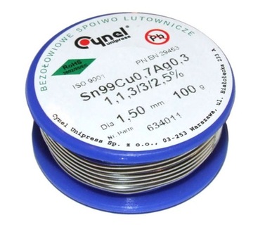 Spoiwo Lutownicze 1.50 mm 100g Sn99Cu0,7Ag0,3
