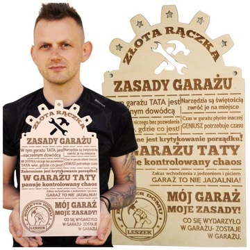 DREWNIANA TABLICZKA DLA TATY GARAŻ DZIEŃ OJCA IMIĘ