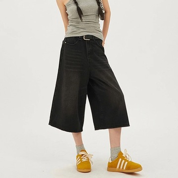 2024 Y2k Retro Women Low Waisted Black Wash Croppe
