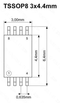 Адаптер SSOP8 (R=0,65 мм/Ш=200 мил)-PDIP8 ZIF