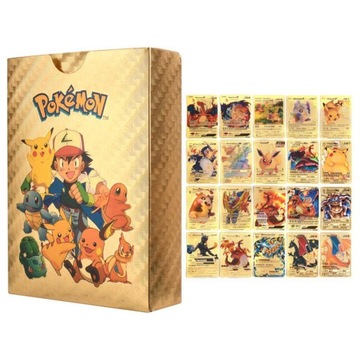Золотые коллекционные карточки Pokemon, 55 шт., золотые карточки в подарок ребенку.