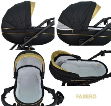 КЛАССИЧЕСКАЯ МНОГОФУНКЦИОНАЛЬНАЯ ДЕТСКАЯ КОЛЯСКА 3В1 FABERO РЕТРО ЗОЛОТО ЗОЛОТО