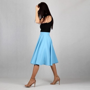 XS MIDI niebieska spódnica z koła rozłożysta 34