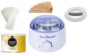 ZESTAW DO DEPILACJI ProWAX+ WOSK NATURALNY PUSZKA+osłonki +patyczki + paski