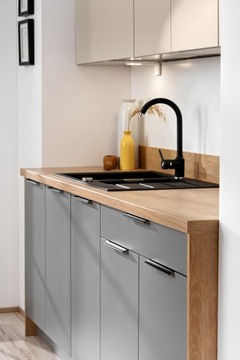 Meble kuchenne NOVO 200 cm zestaw szafek kuchennych kaszmir mat/szary mat