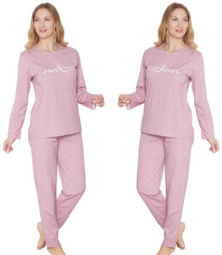 PIŻAMA DAMSKA DŁUGI RĘKAW BAWEŁNIANA DŁUGIMI SPODNIAMI NA ZIMĘ ROZMIAR M