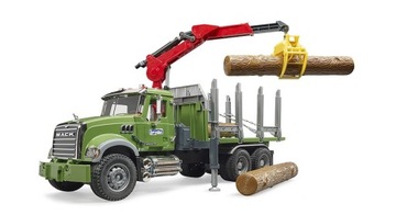 Bruder 02824 MACK z dźwigiem przyczepą i pniami