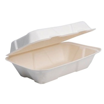 Lunch box, BIAŁY z trzciny cukrowej 230x155x77mm catering pakiet 10 szt