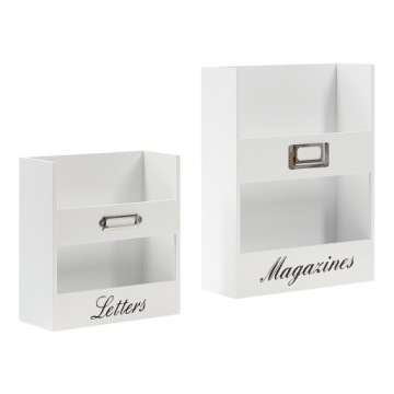 Газетница для журналов деревянная белая 23х8х30см