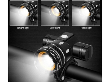 НАБОР ВЕЛОСИПЕДНЫХ ЛАМП CREE T6 НАБОР СВЕТОДИОДОВ ПЕРЕДНЯЯ ЗАДНЯЯ ПЕРЕДНЯЯ ЗАДНЯЯ 3 РЕЖИМА ЗУМА БАТАРЕЯ USB