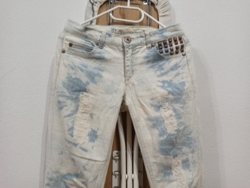 LABINDUSTRIS Spodnie jeans przetarcia marmurek 38