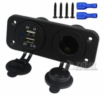 GNIAZDO ZAPALNICZKI + 2 x USB JACHTOWE- 03044