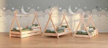 Кровать односпальная детская TIPI house 160х90 Деревянная с перилами+каркас