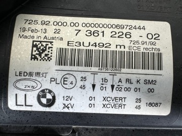 BMW 7 F01 F02 FACELIFT LCI FULL LED ADAPTIVNÍ SVĚTLO PRAVÁ PŘEDNÍ SVĚTLOMET EUR