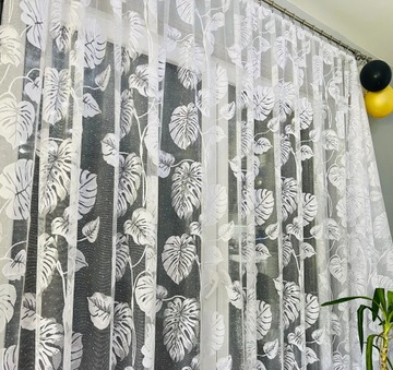 ФРАНЦУЗСКАЯ СТЕКЛЯННАЯ ВУАЛЬ МОНСТРА 250 СМ УЗОР ВЫШИВКИ БЕЛАЯ ДЛЯ ГОСТИНОЙ АКЦИЯ