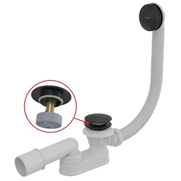 SYFON WANNOWY KLIK/KLAK, CZARNY-MAT A507BLACK